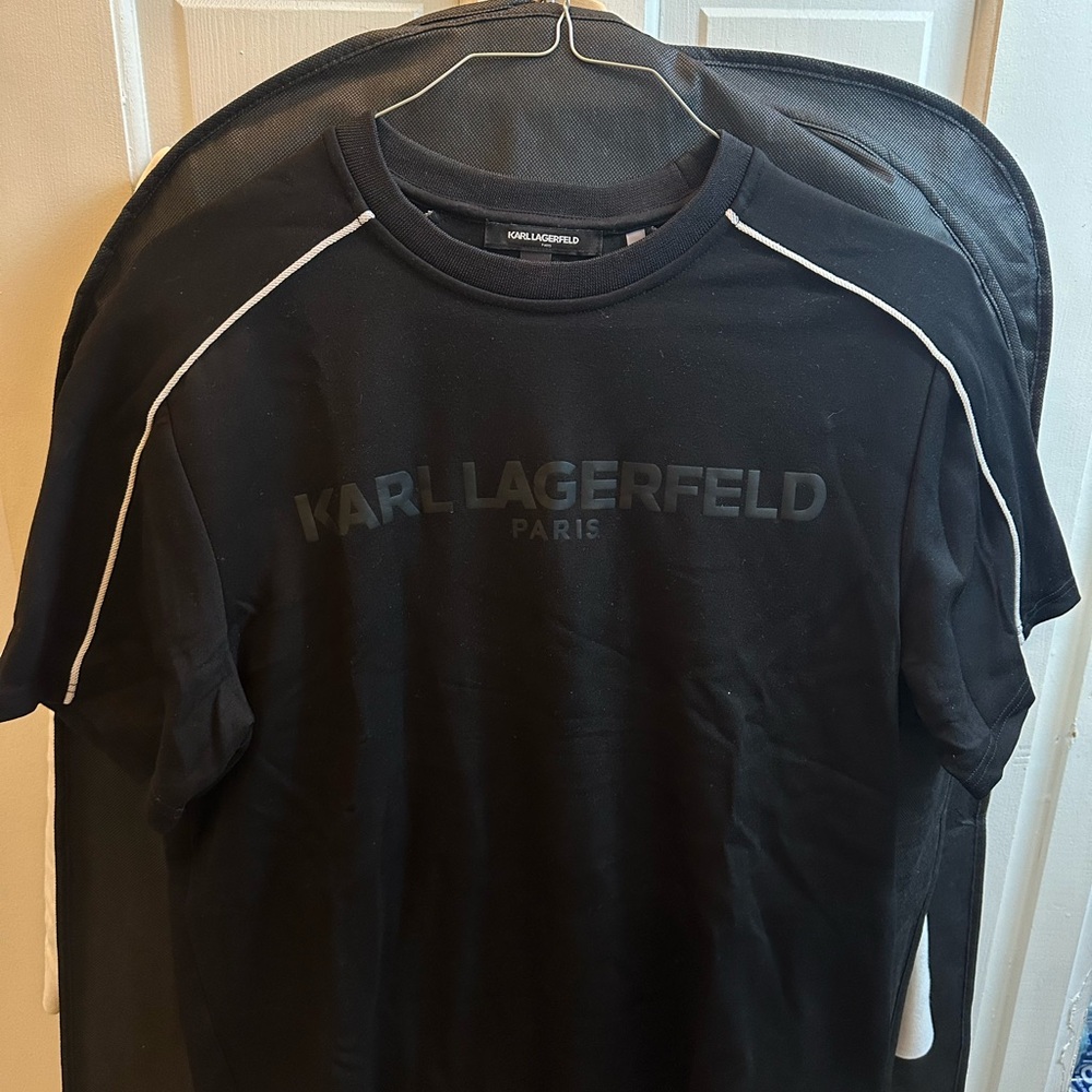 Karl Lagerfeld Black Tee with White Accents